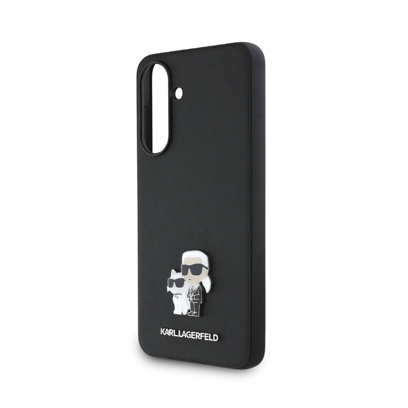 Karl Lagerfeld PU Saffiano fém Karl és Choupette hátlap Samsung Galaxy A36-hoz Fekete