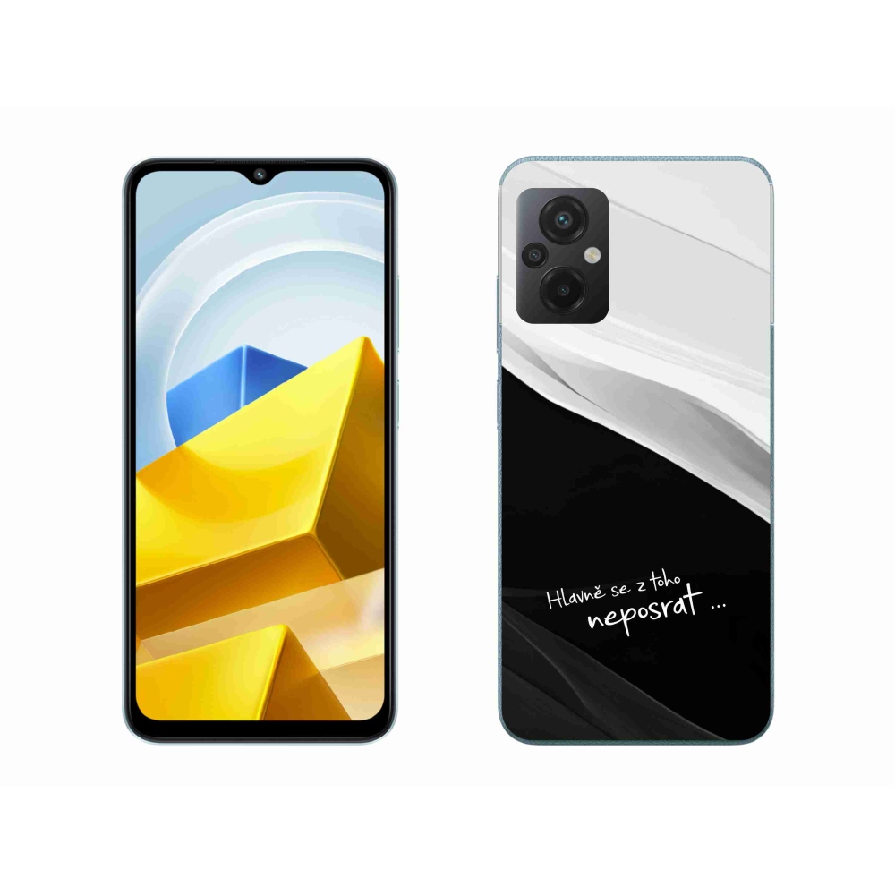 Gél borító mmCase a Xiaomi Poco M5 4G-hez - vicces szöveg 13 fekete és fehér háttérrel