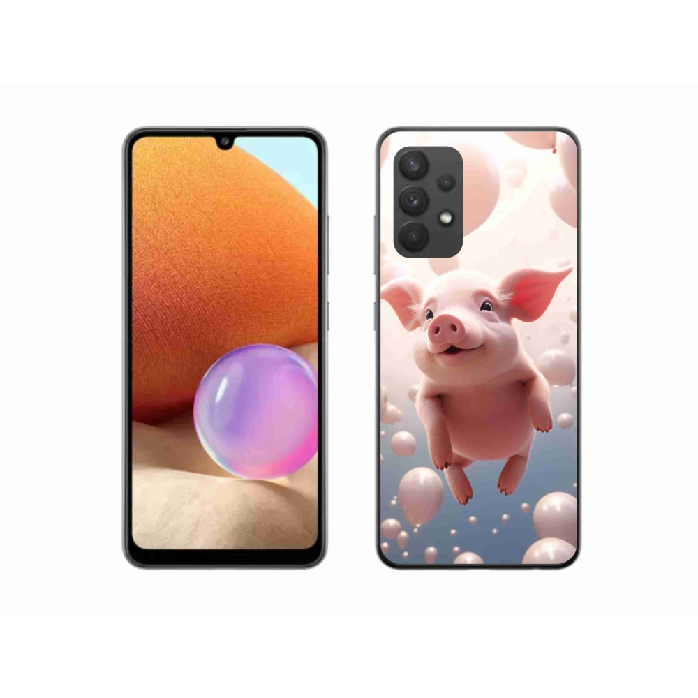 Gél borítás mmCase Samsung Galaxy A32 4G - malac lufikkal - Samsung Galaxy A32 4G - malac lufikkal