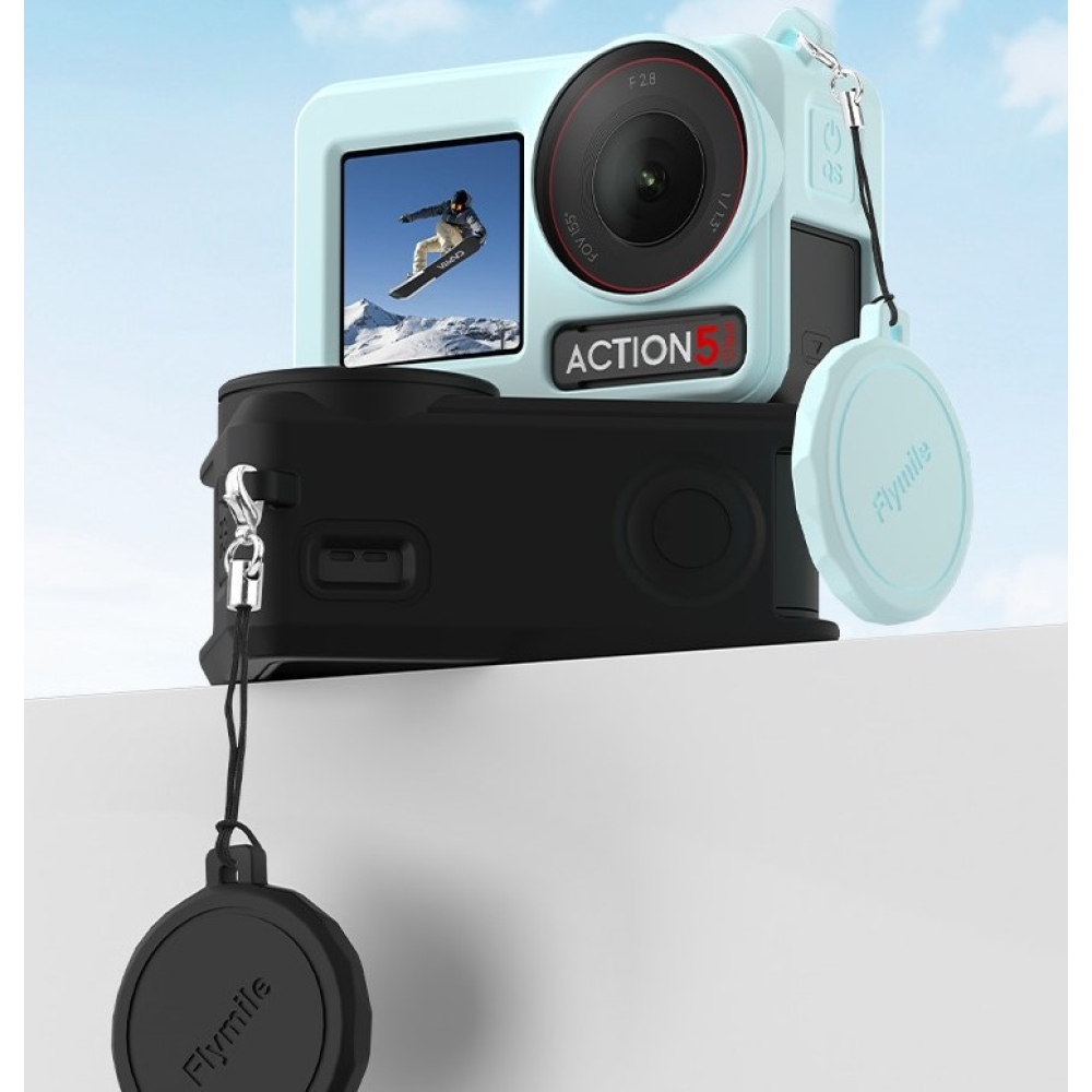 FLYMILE szilikon védőtok lencsevédővel DJI Osmo Action 5 Pro-hoz - szürke