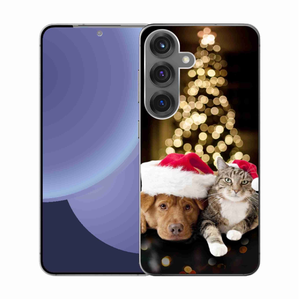 Gél borítás mmCase Samsung Galaxy S25 készülékhez - Karácsonyi kutya és macska