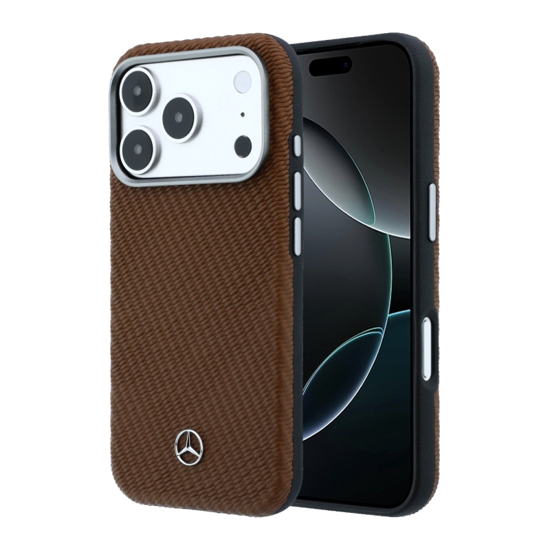 Mercedes PU bőr Semi Wrap MagSafe hátlap iPhone 17 Pro Max Camelhez
