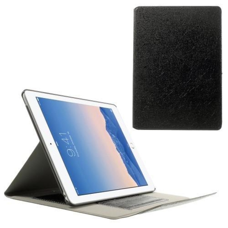 Fényűző PU bőr tok textúrával iPad Air 2 készülékhez - fekete