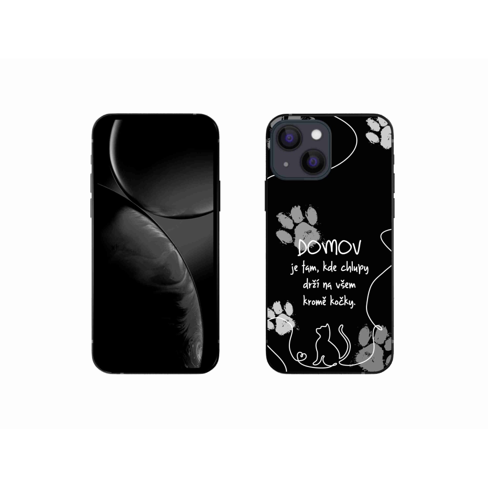Gél borítás mmCase iPhone 13 mini 5.4 készülékhez - macska motívum fekete háttér