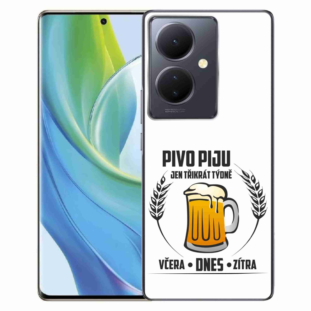 Gél borító mmCase a Vivo V29 Lite 5G készülékhez - sör motívum fehér háttérrel