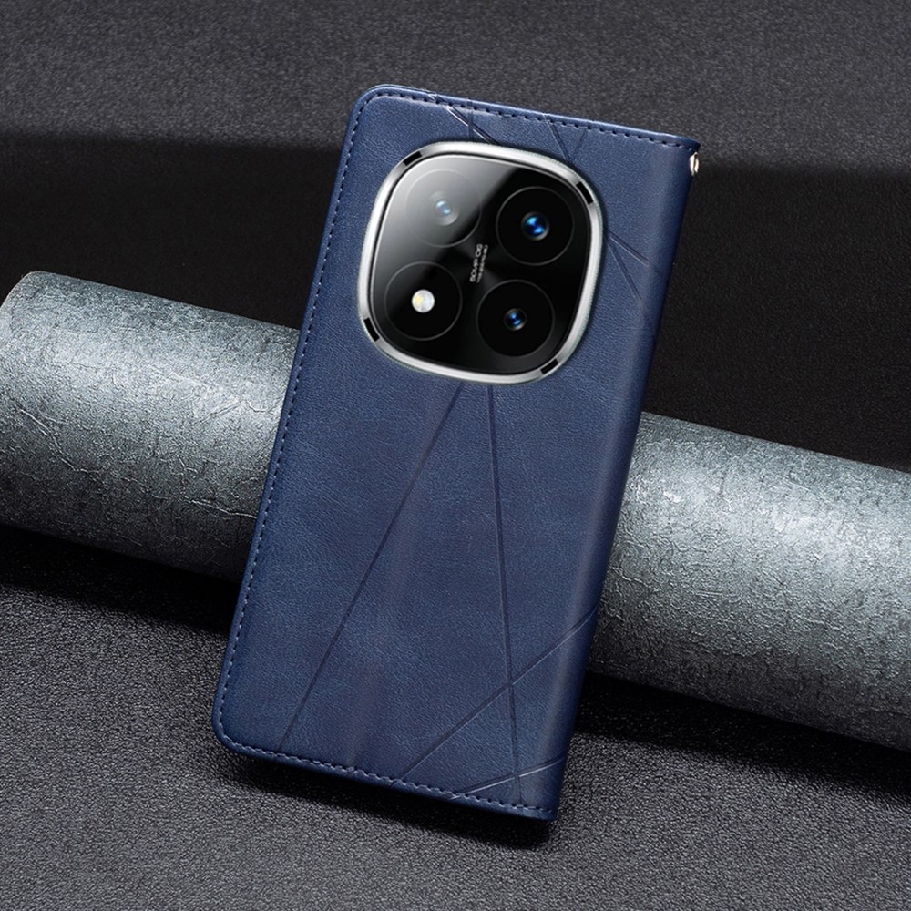 Háromszög alakú könyv tok Xiaomi Redmi Note 14 Pro-hoz - kék