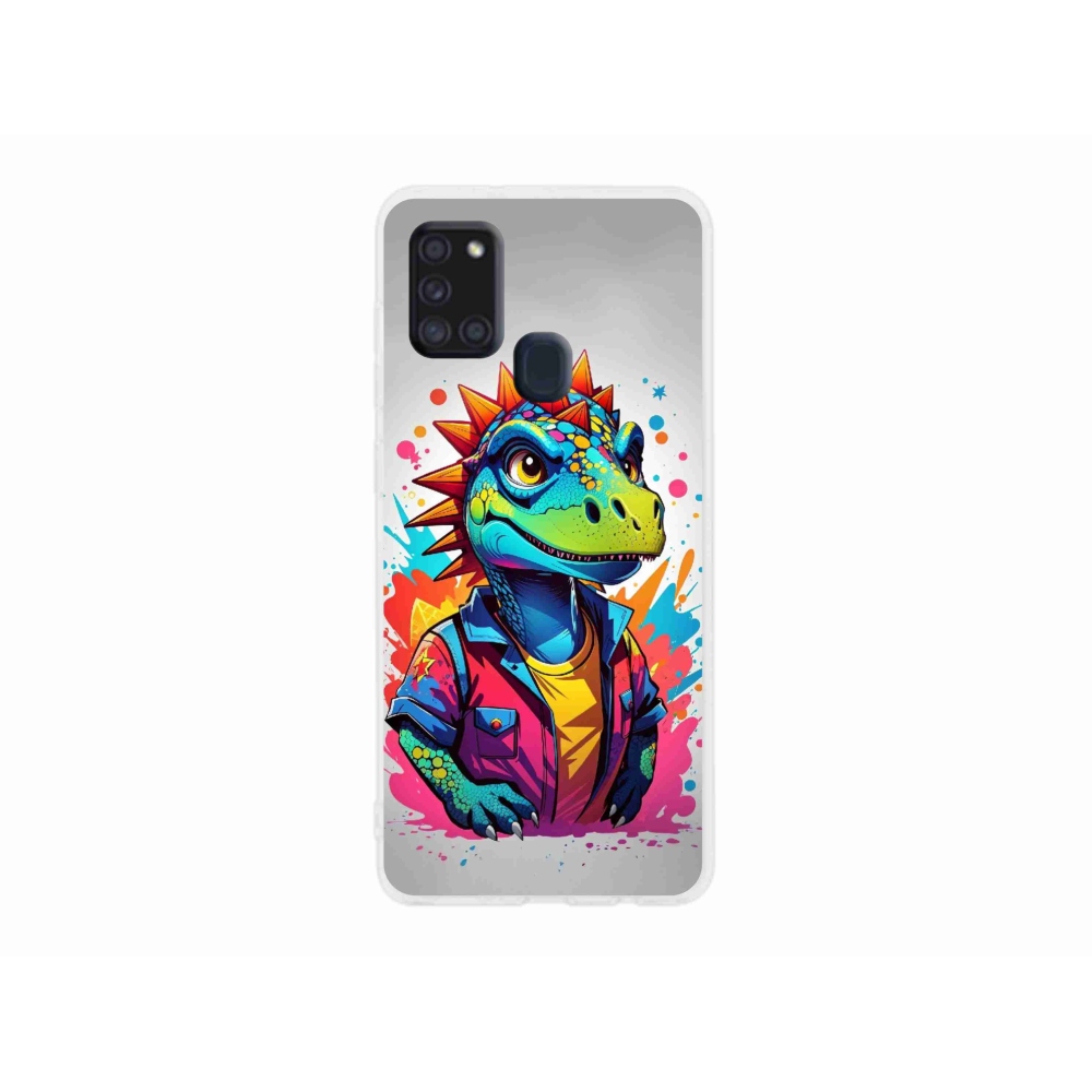 Zselés borítás mmCase Samsung Galaxy A21s készülékhez - színes dinoszaurusz