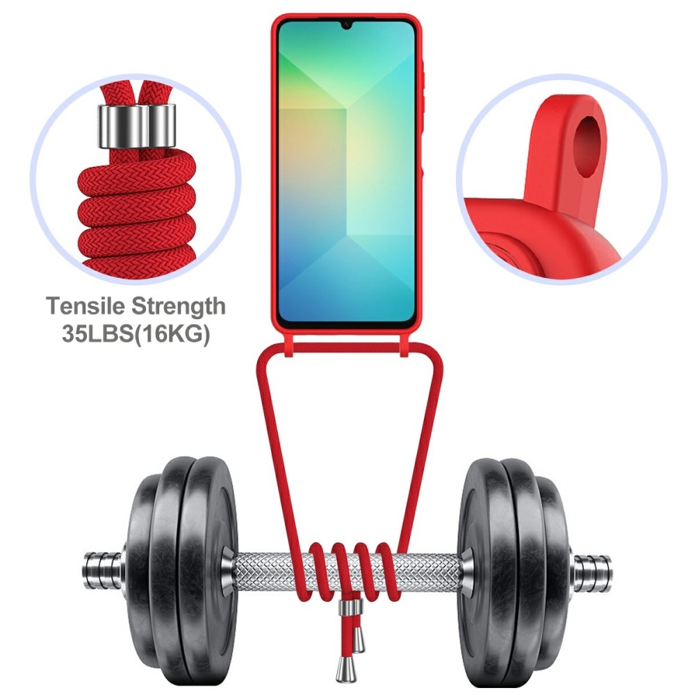 Zsinórral ellátott zselés tok Samsung Galaxy A06 4G kártyához - piros