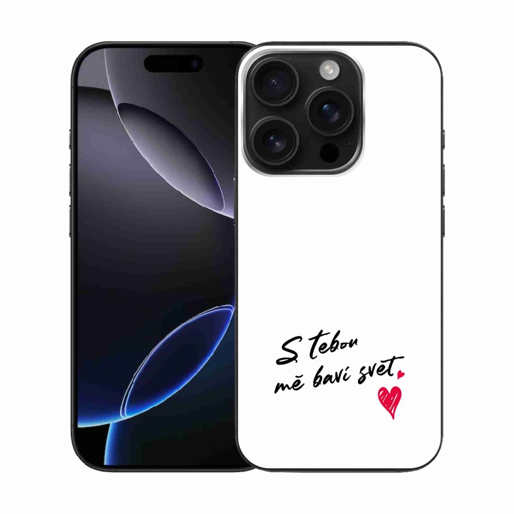 Gél borítás mmCase iPhone 16 Pro készülékhez - szerelmes szöveg 1 fehér háttér