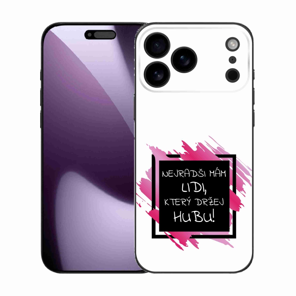 Gél borítás mmCase iPhone 17 Pro Max készülékhez - vicces szöveg 7 fekete-fehér háttérrel