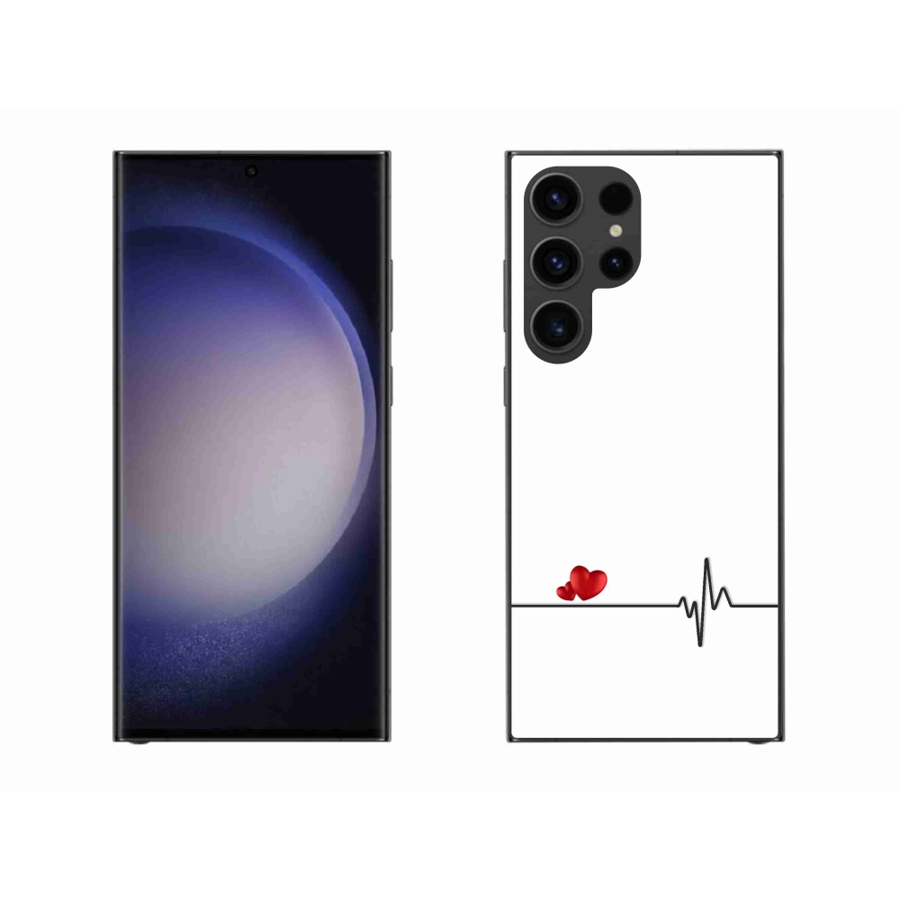 Gél borítás mmCase Samsung Galaxy S23 Ultra 5G - szív és szívverés fehér háttérrel