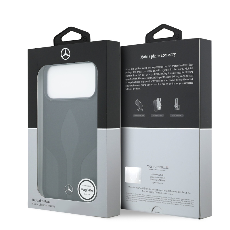 Mercedes Leather The Move MagSafe hátlap az iPhone 17 Pro Max készülékhez Fekete