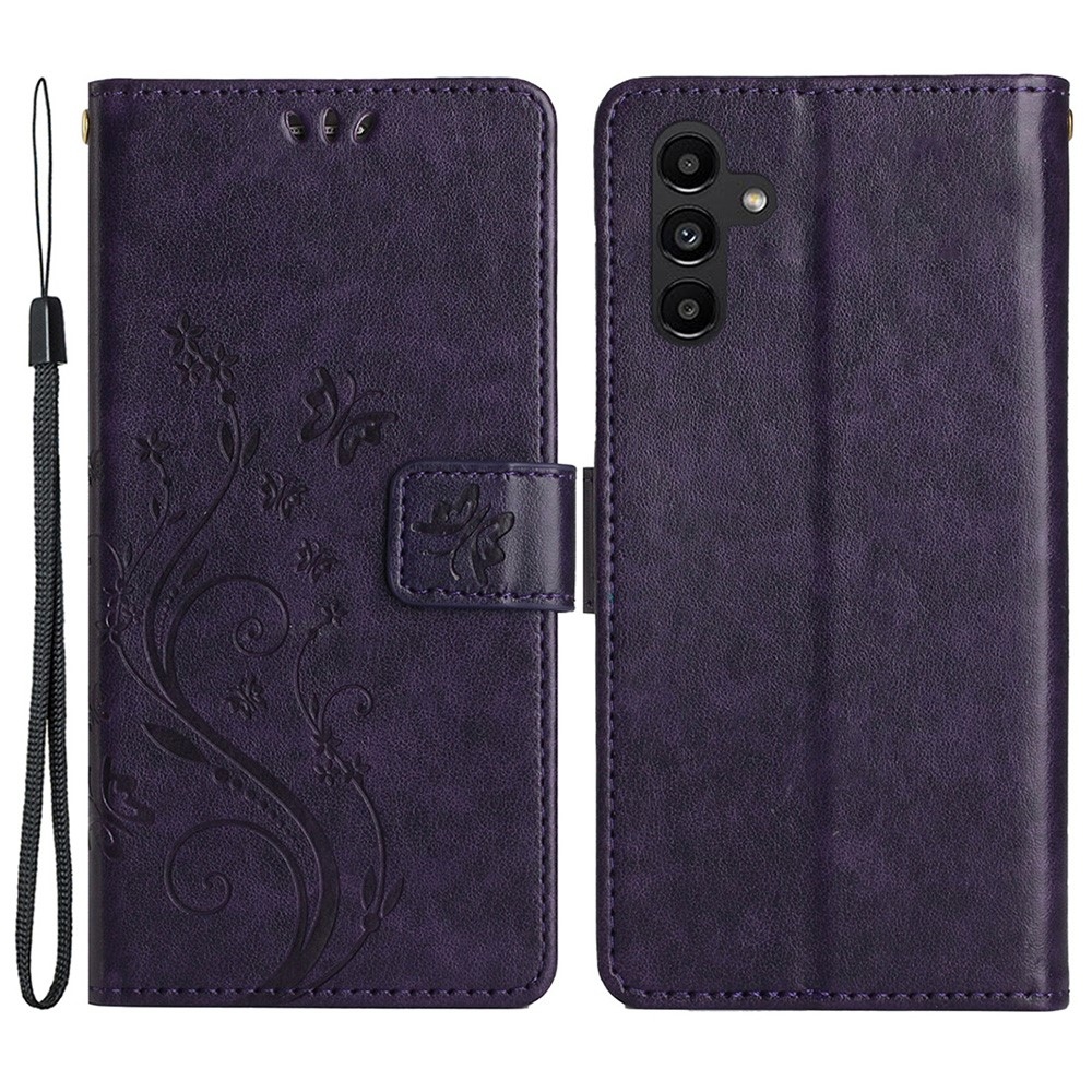 Virágok könyv tok Samsung Galaxy S23 FE - sötét lila