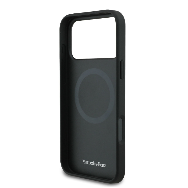 Mercedes Leather Laurel Leaves MagSafe hátlap az iPhone 17 Pro Max készülékhez Fekete