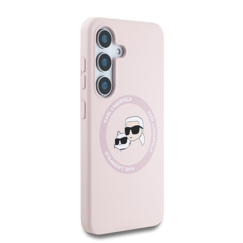 Karl Lagerfeld Liquid Silicone K&CH Heads MagSafe hátlap Samsung Galaxy S25 rózsaszínű hátlaphoz
