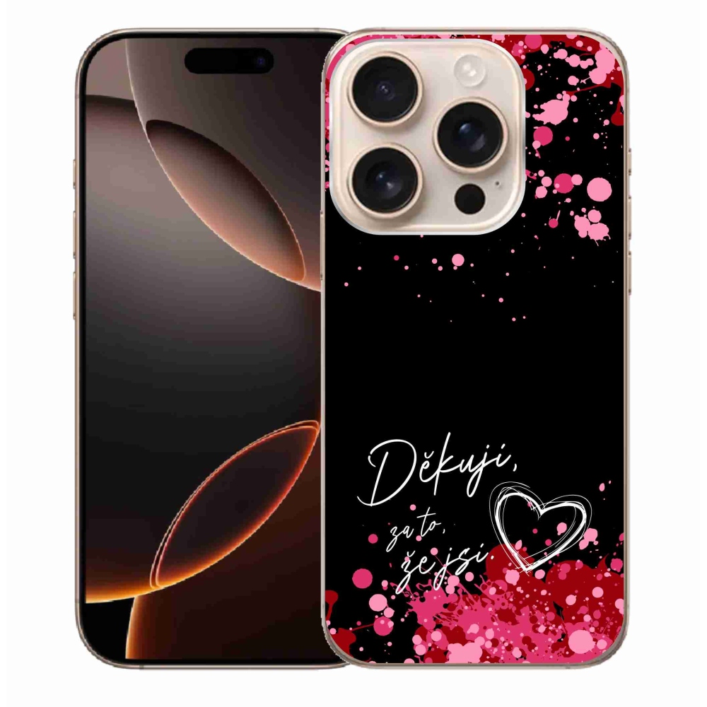 Zselés borítás mmCase iPhone 16 Pro Max készülékhez - text in love 2 fekete háttér