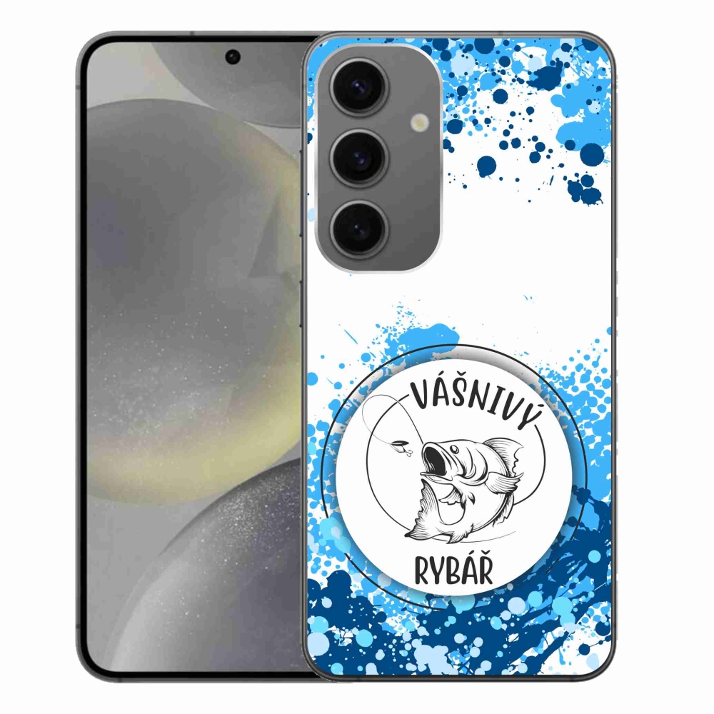 Gél borító mmCase Samsung Galaxy S24+ készülékhez - szenvedélyes halász fehér háttérrel