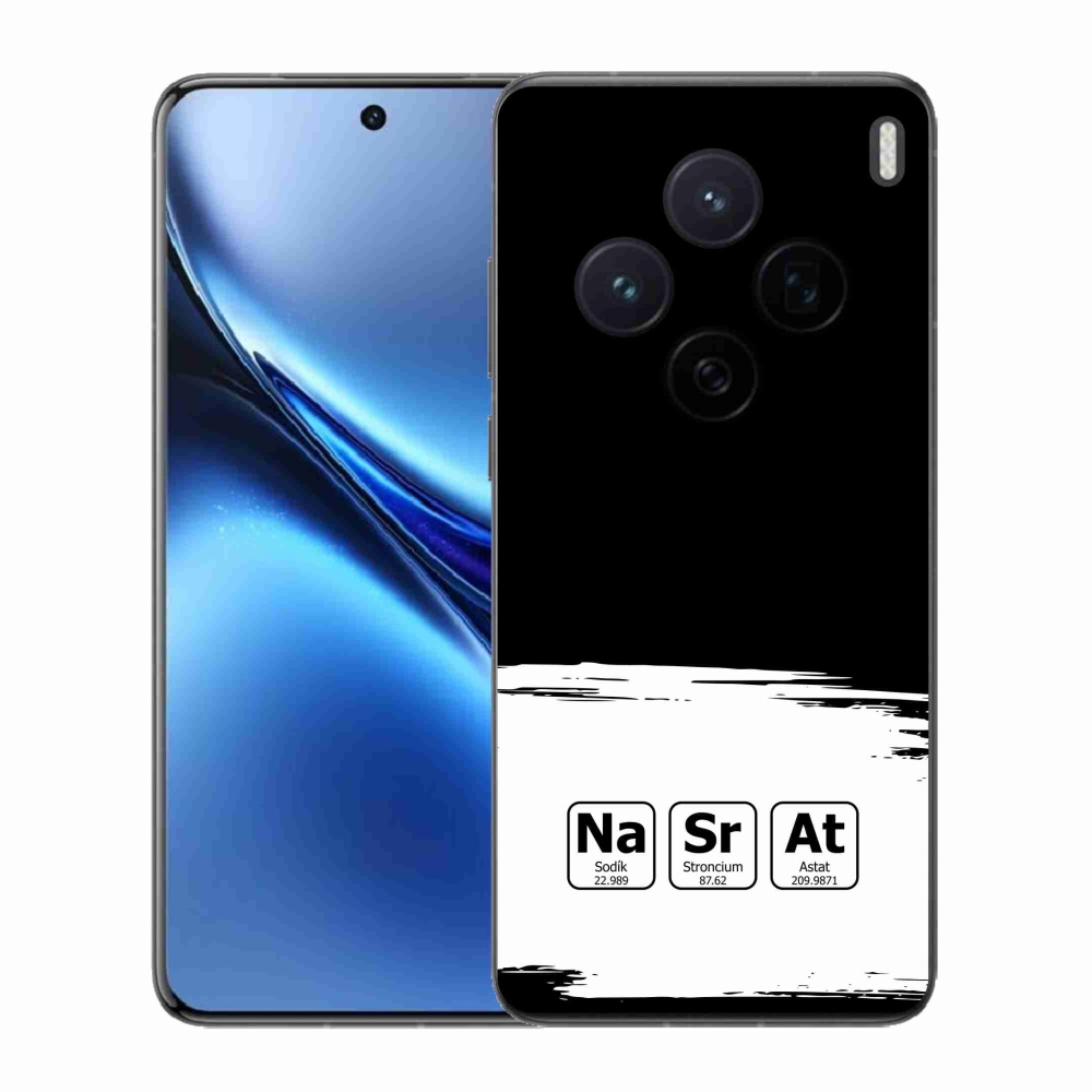 Gél borítás mmCase a Vivo X200 5G-n - kémiai elemek fehér és fekete háttérrel