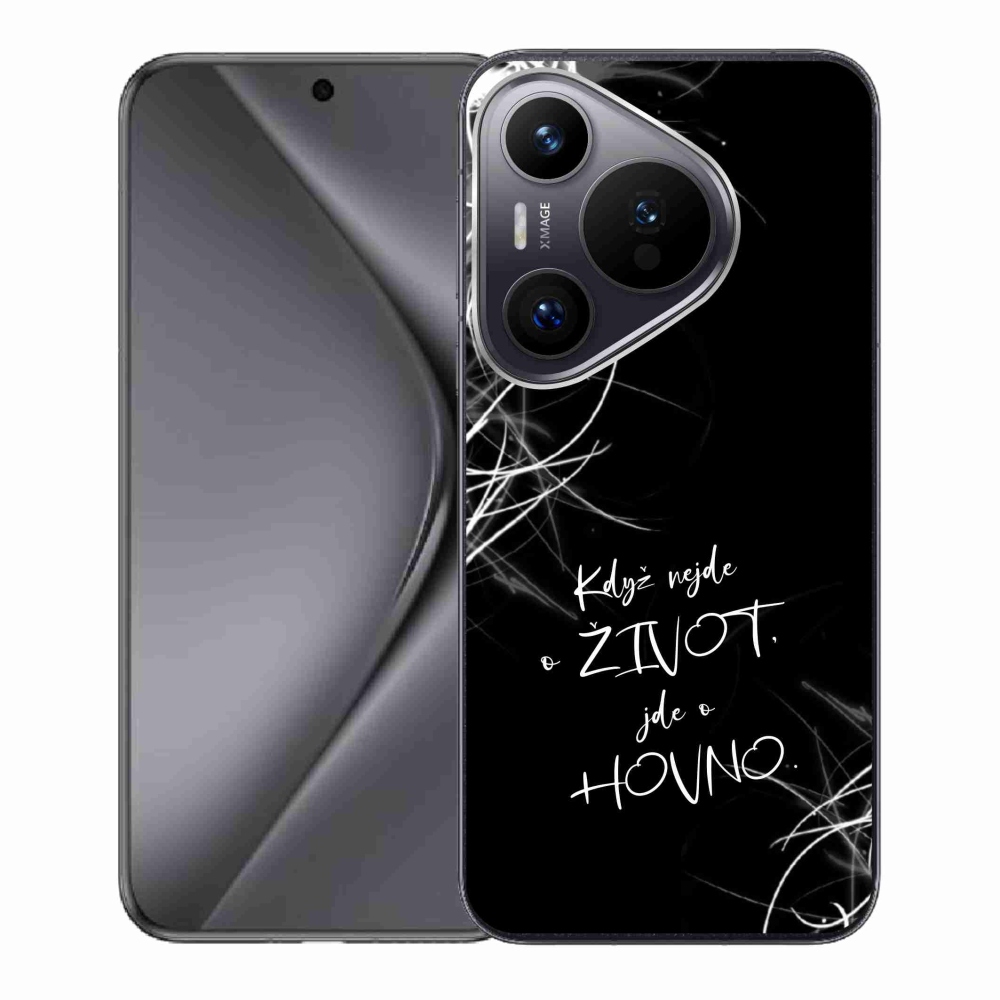 Gél borító mmCase a Huawei Pura 70 készülékhez - vicces szöveg 16 fekete háttér