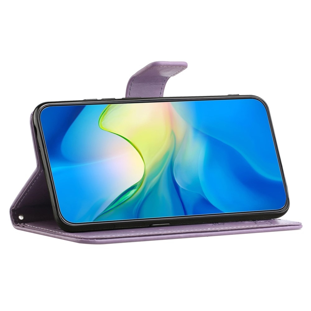 Virágos könyvtáska Samsung Galaxy A56 5G - világos lila