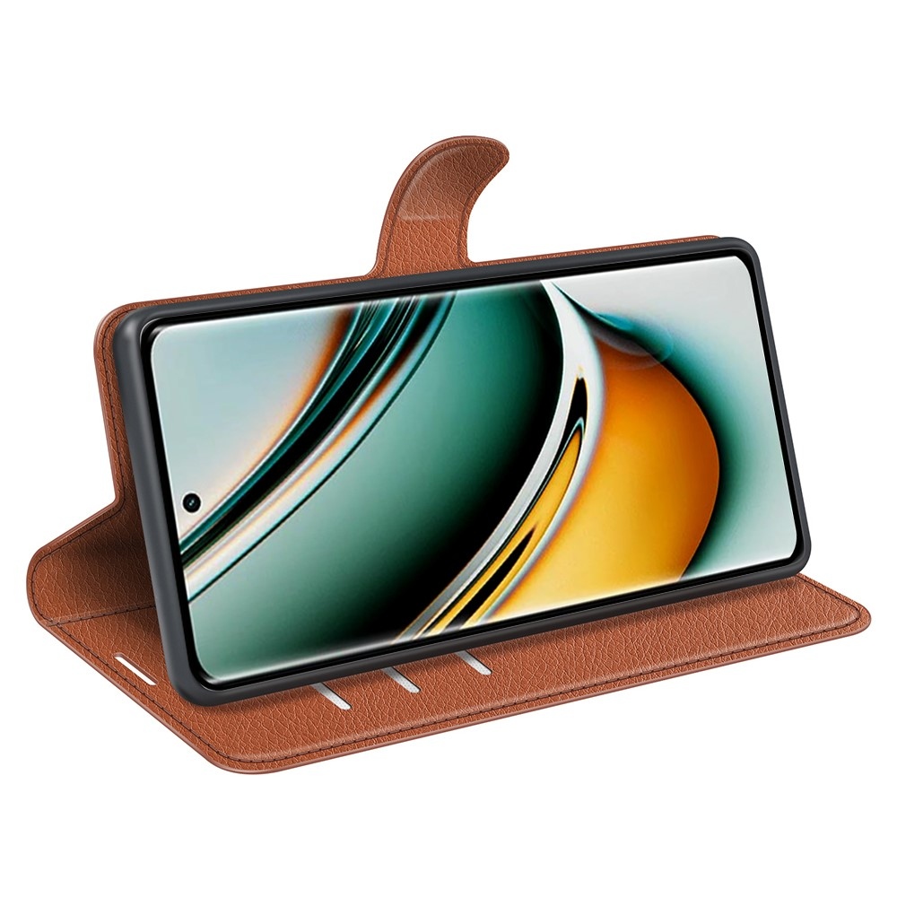 Litchi könyvtáska a Realme 11 Pro 5G/11 Pro+ 5G modellhez - barna