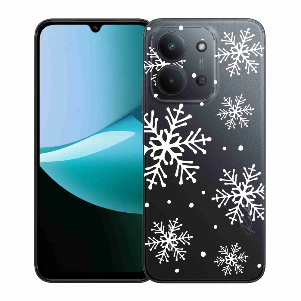 Gél borítás mmCase a Xiaomi Redmi 15C 4G (171mm)/Poco C85 4G (171mm) - fehér pelyhek átlátszó háttéren