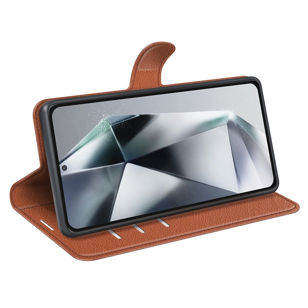 Litchi könyv tok Samsung Galaxy S25 Ultra készülékhez - barna