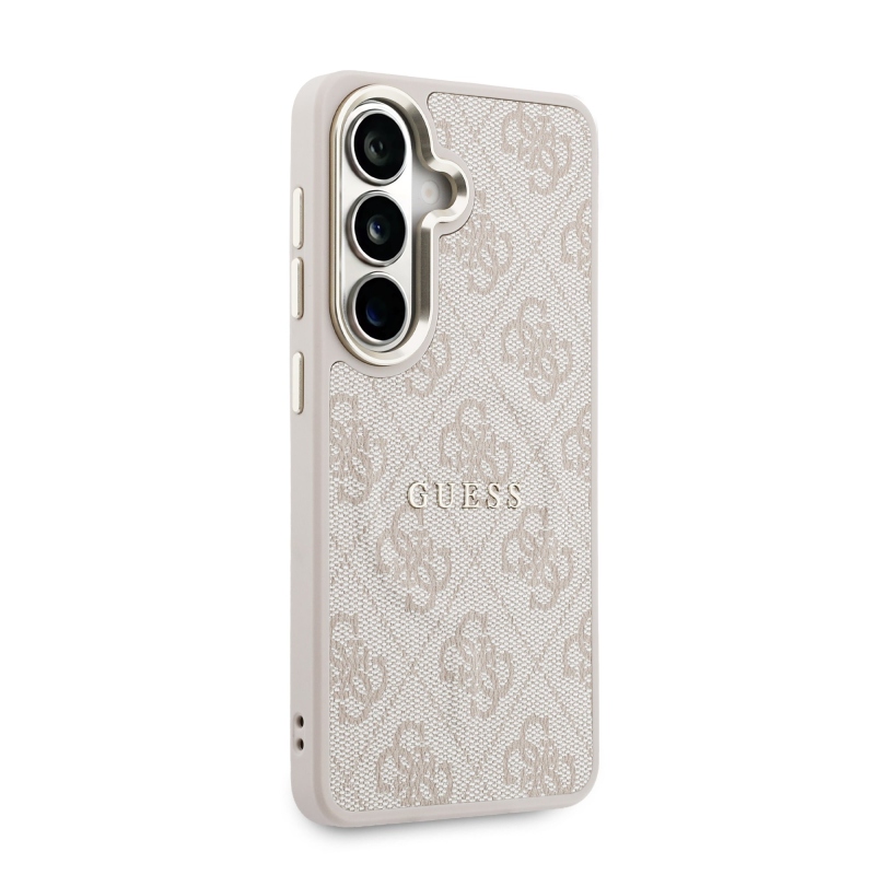 Guess PU bőr 4G arany keret mágneses hátlap Samsung Galaxy S26+ rózsaszín