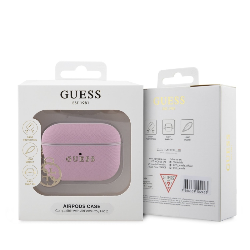 Guess Saffiano 4G Charm tok AirPods Pro 2 rózsaszínűhöz