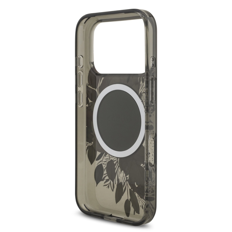 Guess IML Flowers Strap MagSafe hátlapi borító iPhone 17 Pro Fekete