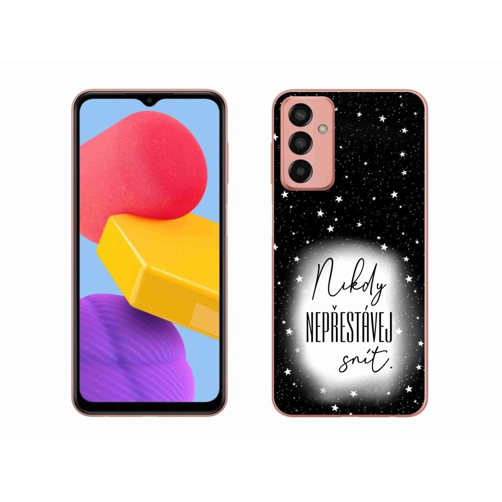 Gél borítás mmCase Samsung Galaxy M13 készülékhez - idézet 1 fehér és fekete háttérrel