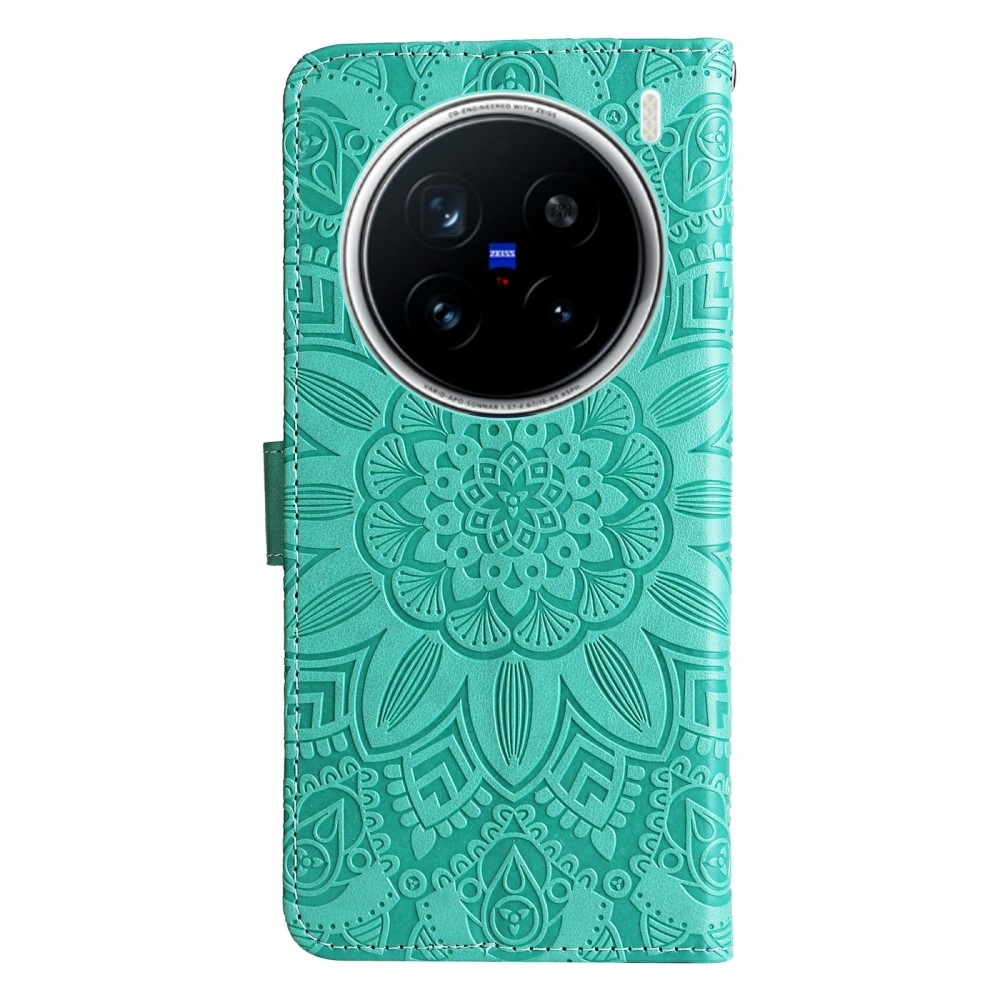 Napraforgó könyv tok a Vivo X200 Pro 5G-hez - zöld