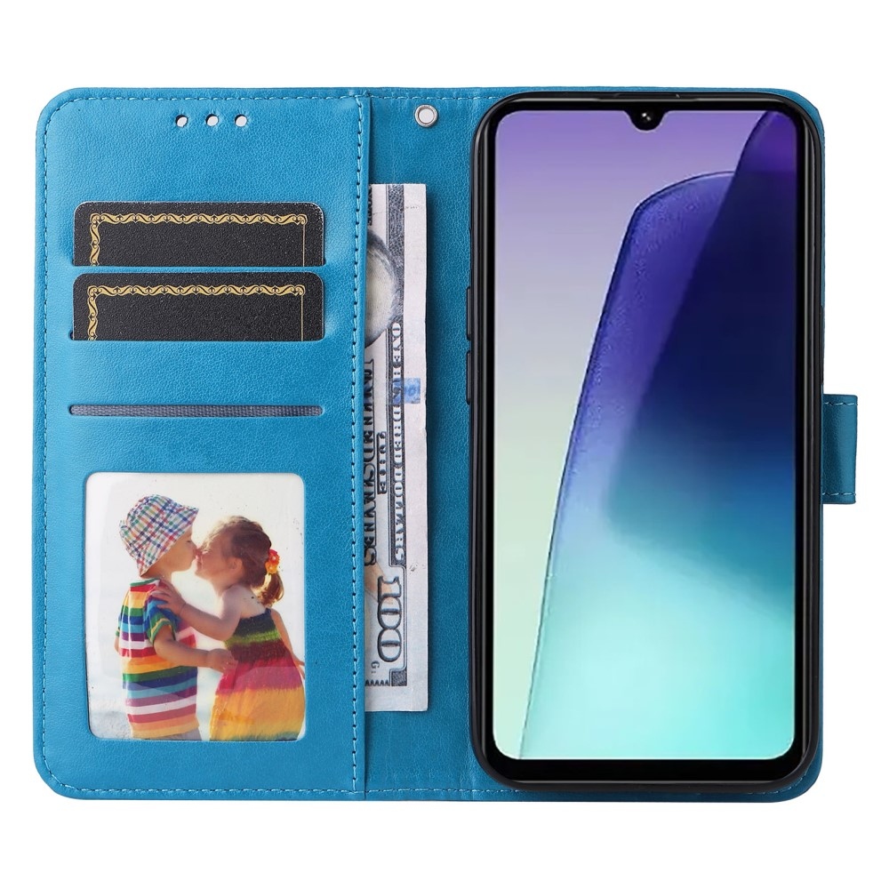 Napraforgó könyv tok Xiaomi Redmi 14C/Poco C75-hez - kék