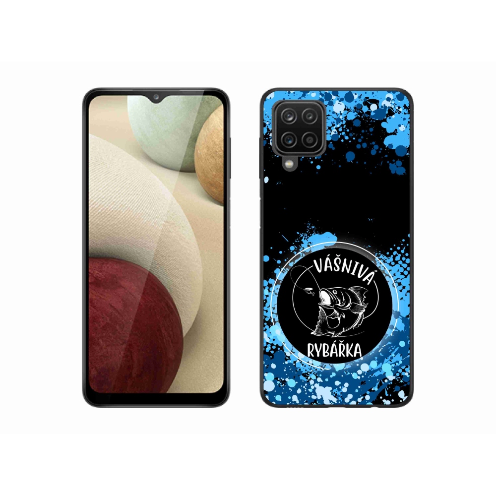 Gél borítás mmCase Samsung Galaxy A12 készülékhez - szenvedélyes halásznő fekete háttérrel