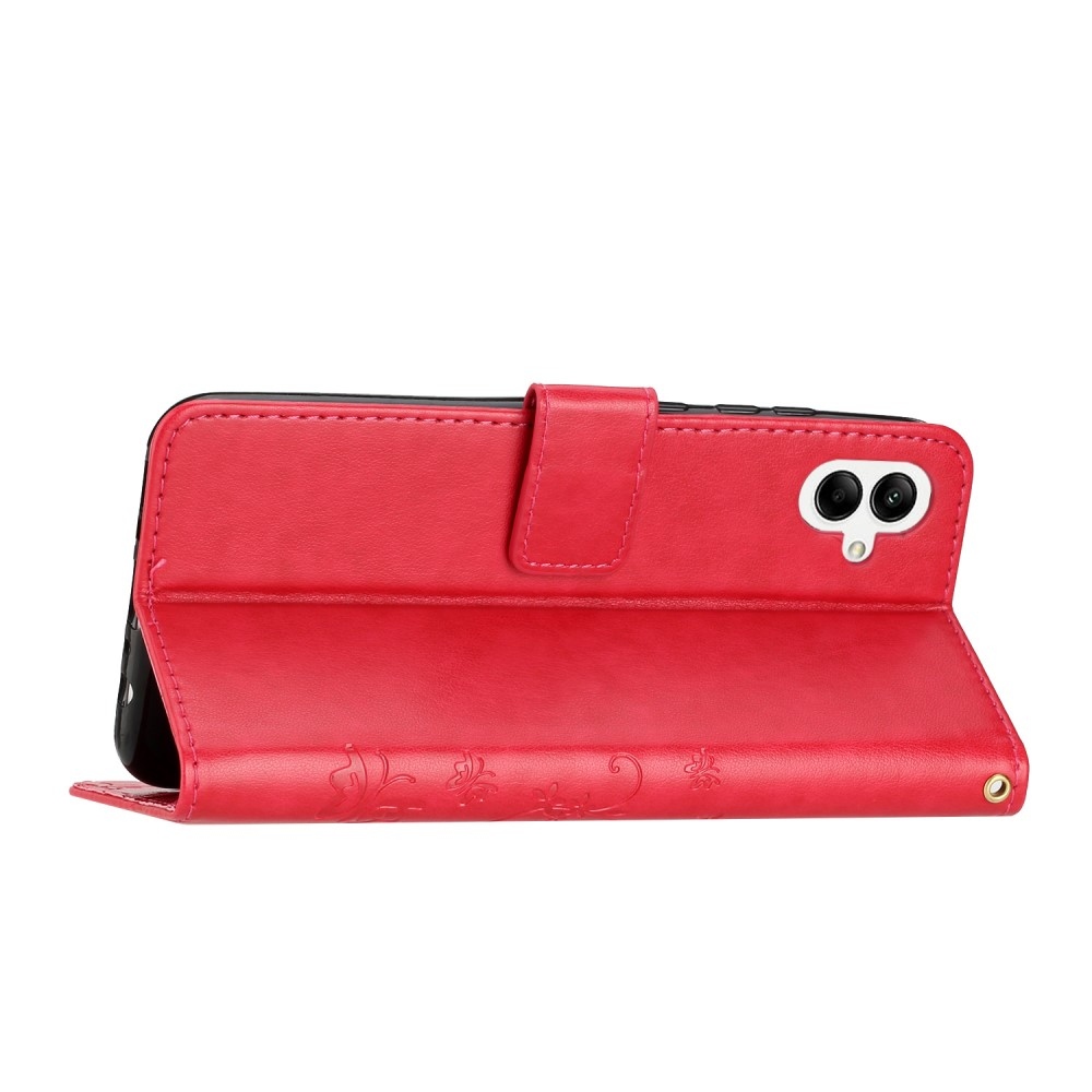 Virágok könyv tok Samsung Galaxy A06 4G - piros