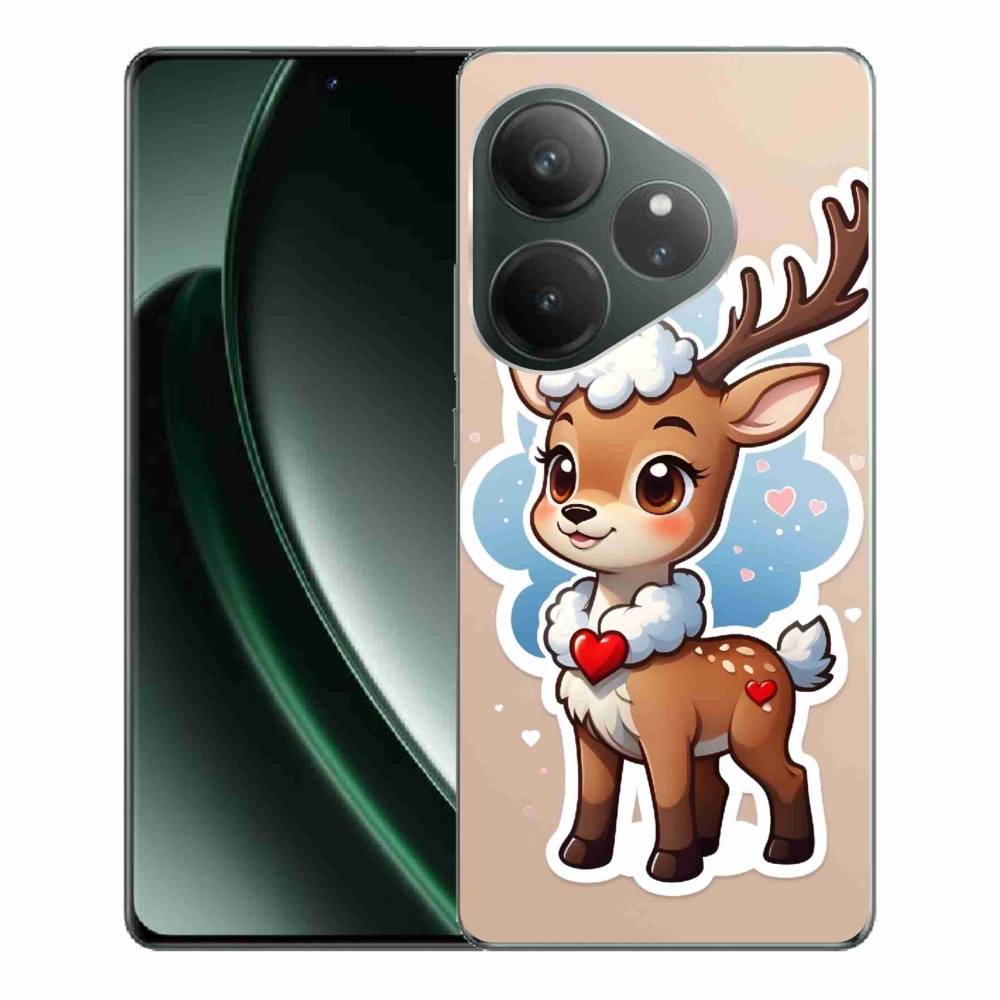 Zselés borítás mmCase a Realme GT 6 5G/GT 6T 5G számára - rajzfilm rénszarvas