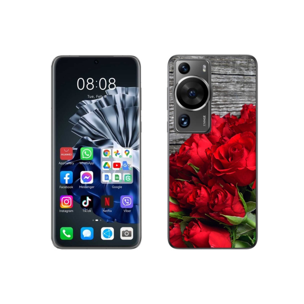 Gél borítás mmCase a Huawei P60 Pro készülékhez - piros rózsa