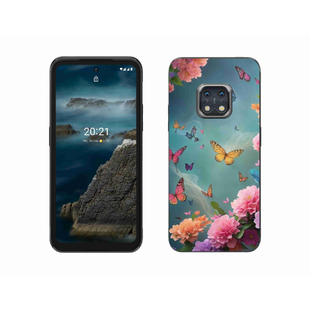 Zselés borítás mmCase a Nokia XR20 készülékhez - színes virágok és pillangók