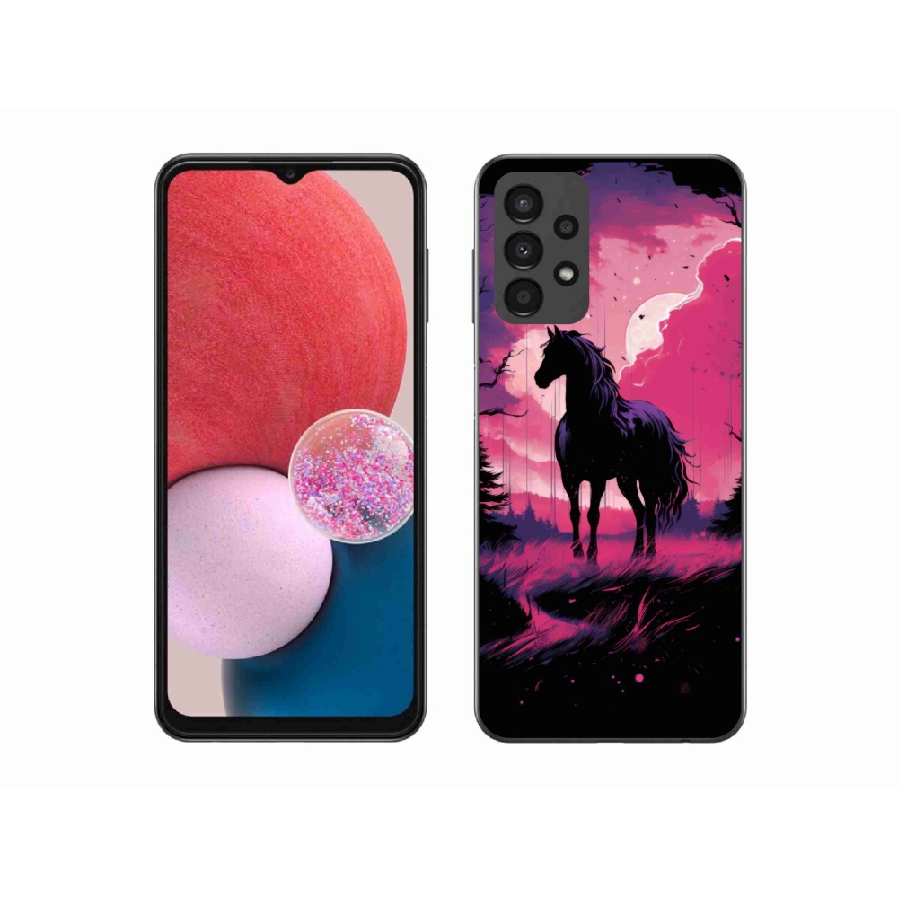 Zselés borítás mmCase Samsung Galaxy A13 4G - fekete rajzfilm ló 1