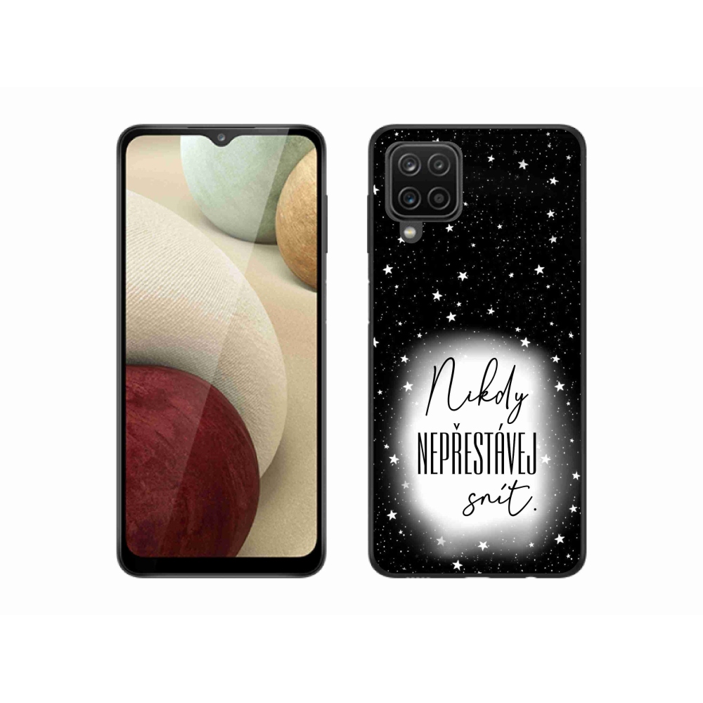 Gél borító mmCase Samsung Galaxy A12 - idézet 1 fehér és fekete háttérrel