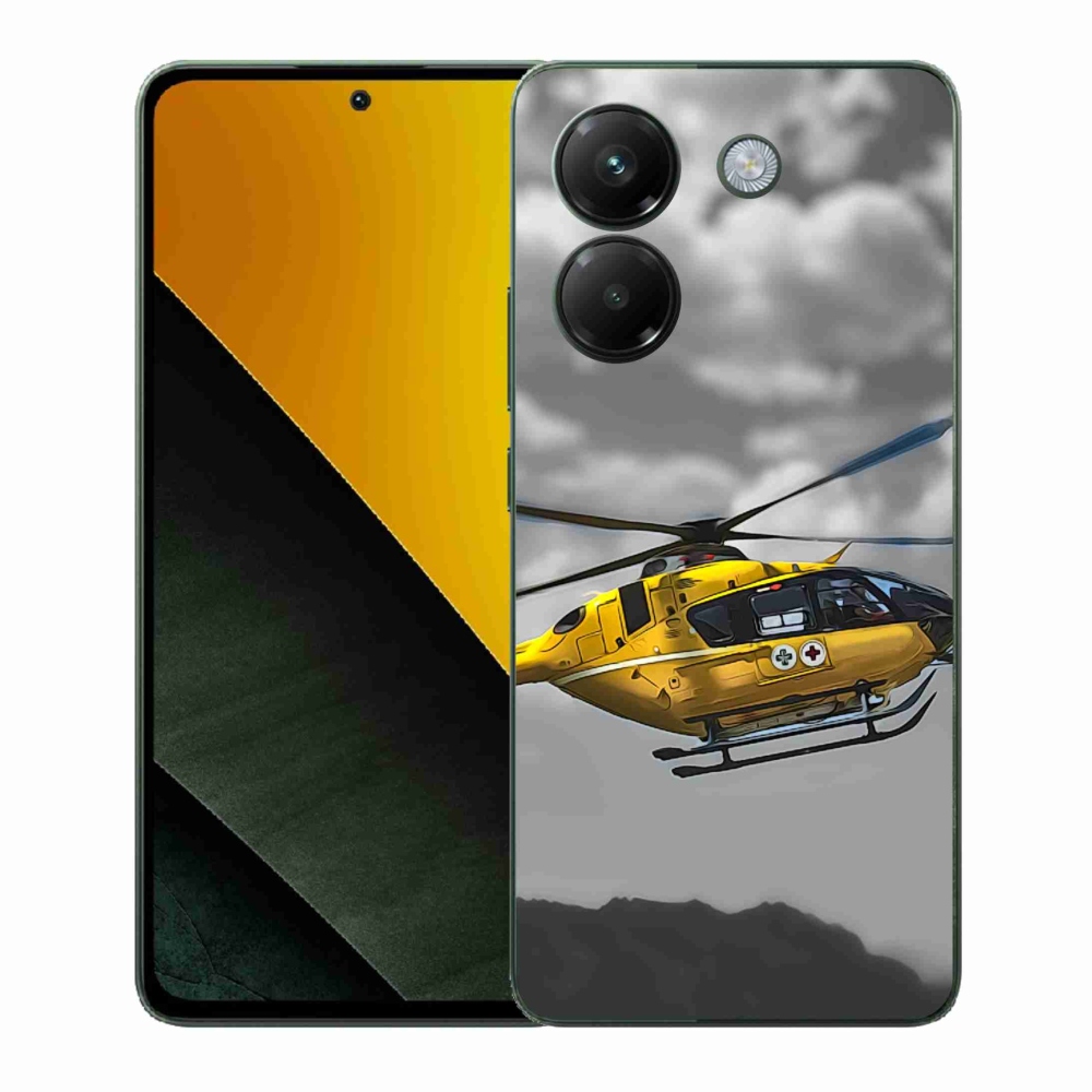 Gél borítás mmCase a Xiaomi Poco M7 Pro 5G számára - sárga helikopter