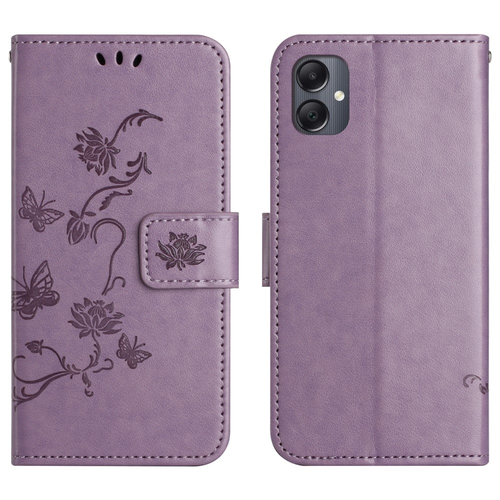 Virágos könyvtáska Samsung Galaxy A07 4G - világos lila