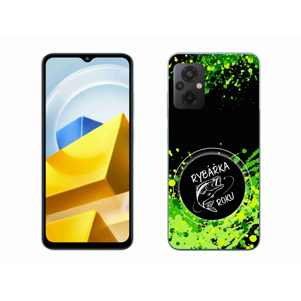 Gél borító mmCase a Xiaomi Poco M5 4G-hez - az év horgásza fekete háttérrel