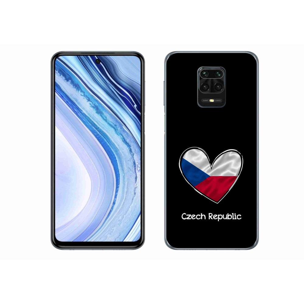 Gél borítás mmCase a Xiaomi Redmi Note 9 Pro készülékhez - szív zászló fekete háttérrel