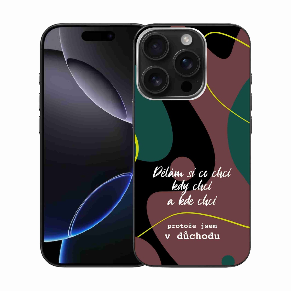 Gél borítás mmCase iPhone 16 Pro készülékhez - vicces szöveg 10 fekete háttér