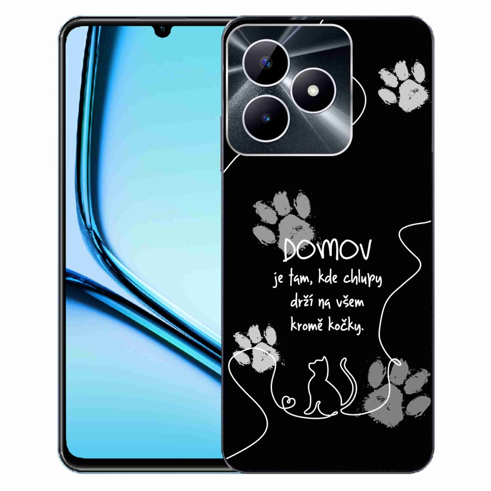 Zselés borító mmCase a Realme Note 50 készülékhez - macska motívum fekete háttérrel