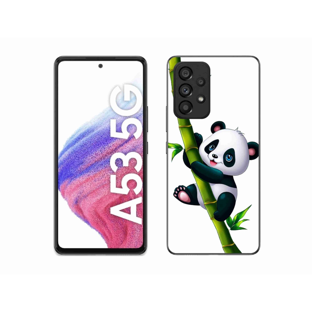 Gél borító mmCase Samsung Galaxy A53 5G - panda a bambuszon - Samsung Galaxy A53 5G számára