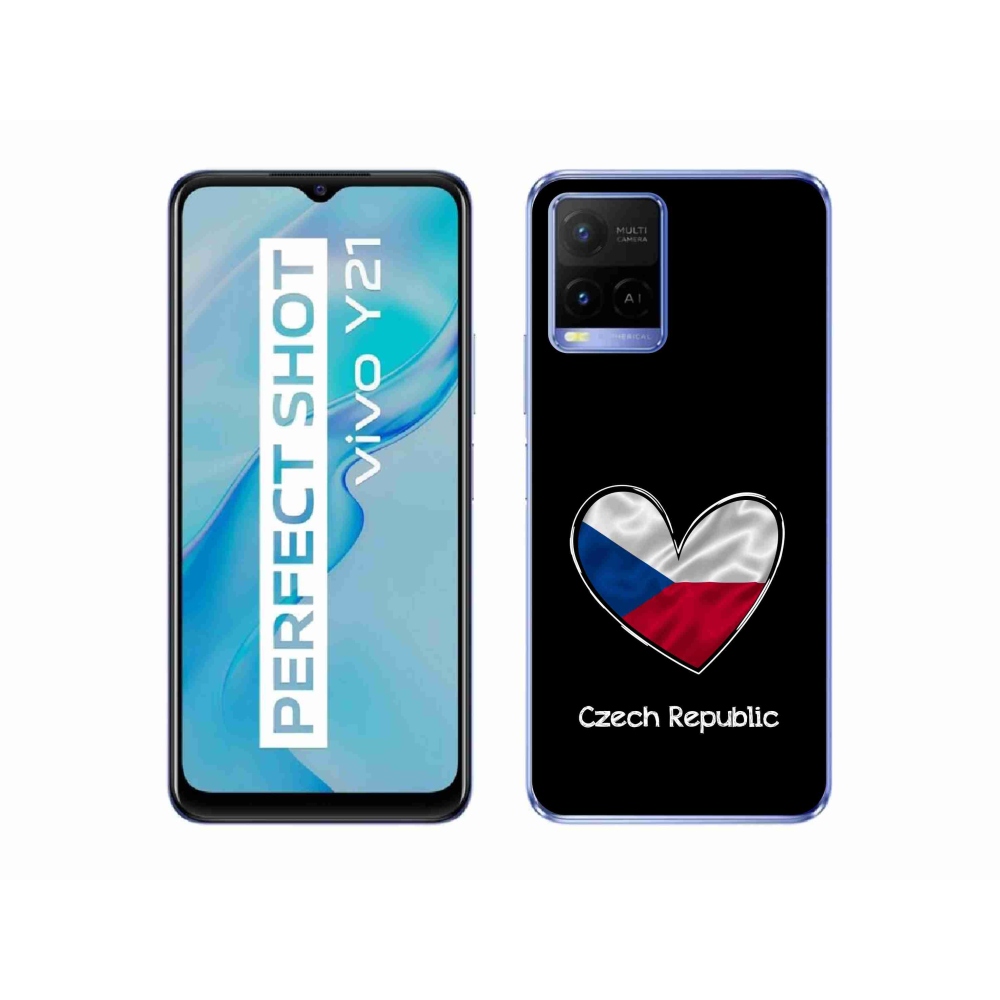 Gél borító mmCase a Vivo Y21/Y21s/Y33s készülékhez - szív zászló fekete háttérrel