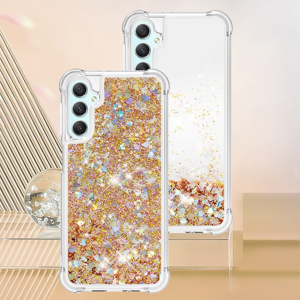 Glitter homokóra zselés tok Samsung Galaxy A24 készülékhez - arany/szív