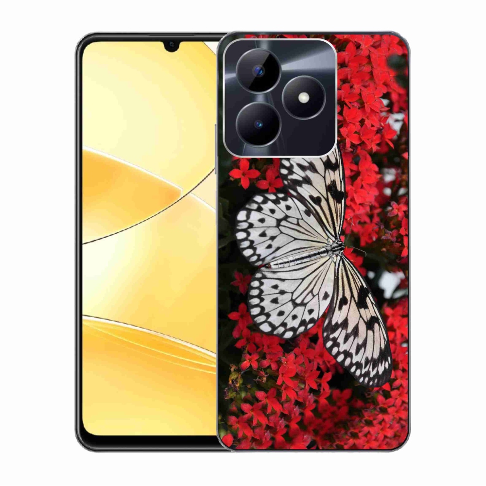 Zselés tok mmCase a Realme C51/C53 készülékhez - fekete-fehér pillangó 1